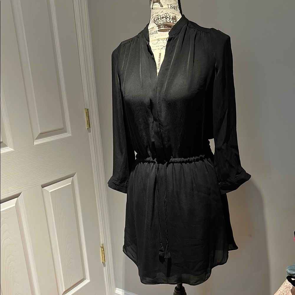 Aritzia Babaton Silk Black Long Sleeve Dress w/Pockets—Size Small